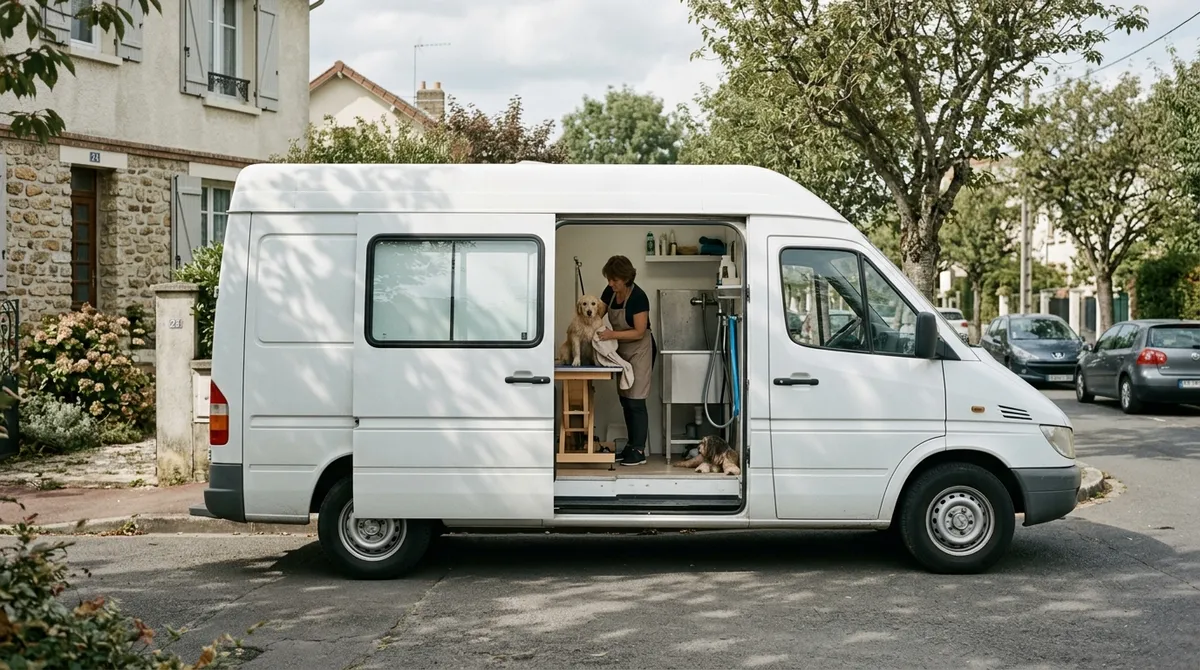 Camion de toilettage canin mobile aménagé